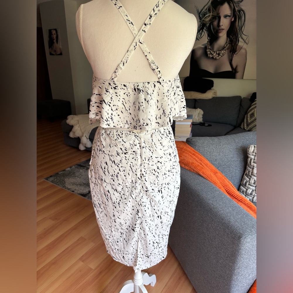 Elegant Black and White Midi Dress - Picture 3 of 5